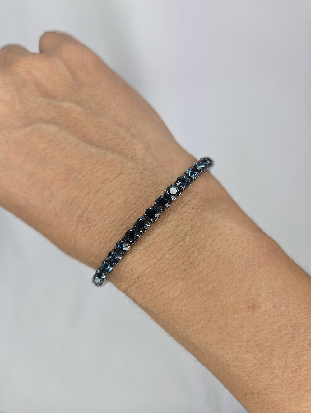 Sparkling Crystal Blue Tennis Bracelet - Stretch Cuff